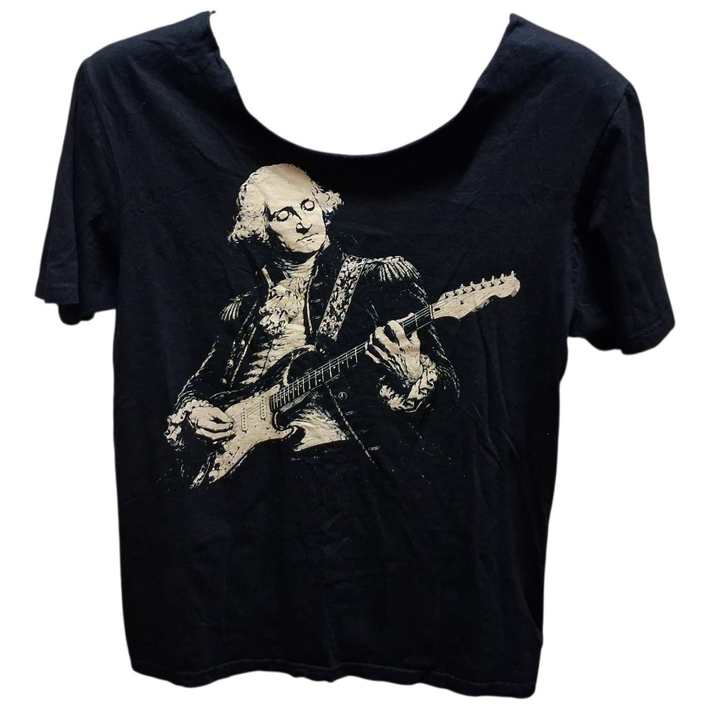 Unbranded George Washington Guitar Tee Womens M Black Excellent Cutout Back